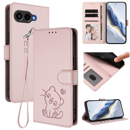 Embossed Heart Cat Leather Phone Case with Hand Strap, For T-Mobile Revvl 8 / T Phone 3, For T-Mobile Revvl 7 Pro / T Phone 2 Pro 5G, For T-Mobile Revvl 7 / T Phone 2 5G, For T-Mobile Revvl 6 Pro 5G / 6X Pro 5G, For T-Mobile Revvl 6 / 6X