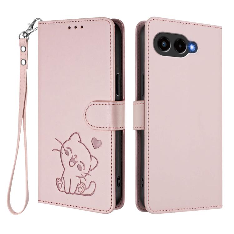 Embossed Heart Cat Leather Phone Case with Hand Strap, For T-Mobile Revvl 8 / T Phone 3, For T-Mobile Revvl 7 Pro / T Phone 2 Pro 5G, For T-Mobile Revvl 7 / T Phone 2 5G, For T-Mobile Revvl 6 Pro 5G / 6X Pro 5G, For T-Mobile Revvl 6 / 6X