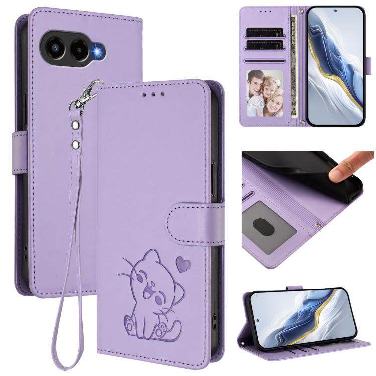 Embossed Heart Cat Leather Phone Case with Hand Strap, For T-Mobile Revvl 8 / T Phone 3, For T-Mobile Revvl 7 Pro / T Phone 2 Pro 5G, For T-Mobile Revvl 7 / T Phone 2 5G, For T-Mobile Revvl 6 Pro 5G / 6X Pro 5G, For T-Mobile Revvl 6 / 6X