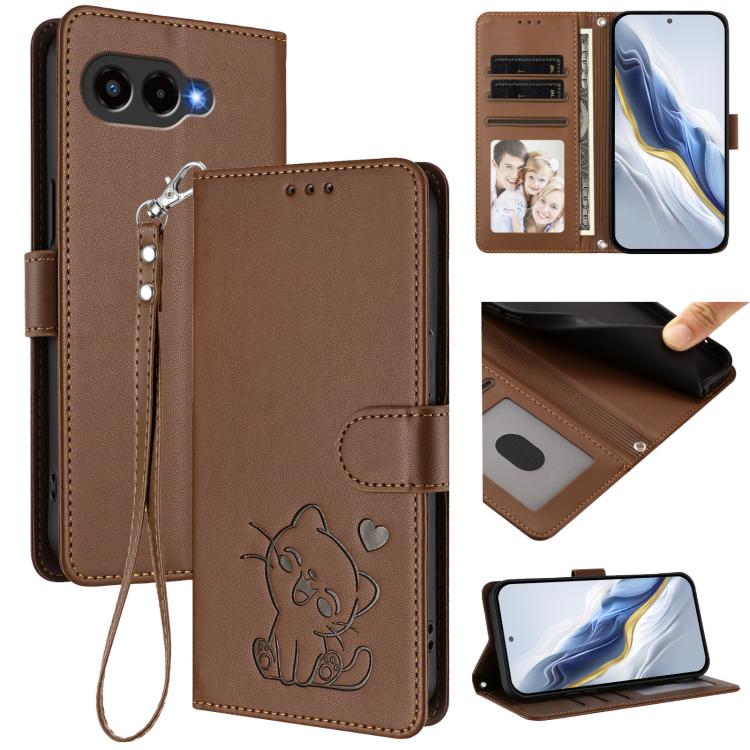 Embossed Heart Cat Leather Phone Case with Hand Strap, For T-Mobile Revvl 8 / T Phone 3, For T-Mobile Revvl 7 Pro / T Phone 2 Pro 5G, For T-Mobile Revvl 7 / T Phone 2 5G, For T-Mobile Revvl 6 Pro 5G / 6X Pro 5G, For T-Mobile Revvl 6 / 6X