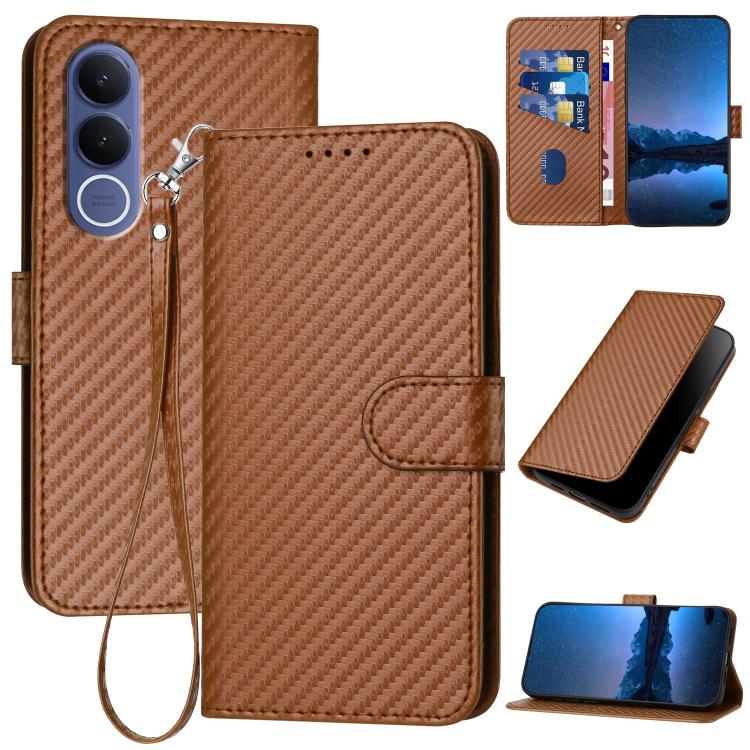 YX0070 Carbon Fiber Buckle Leather Phone Case with Lanyard, For vivo Y37t 5G / Y50e / Y50s 5G, For vivo Y21 5G 2026 / Y05 4G, For vivo V70 FE 5G, For vivo Y31d 4G, For vivo V70 5G, For vivo Y500 Pro 5G, For vivo Y31 5G 2025, For vivo V60 Lite 5G       ...