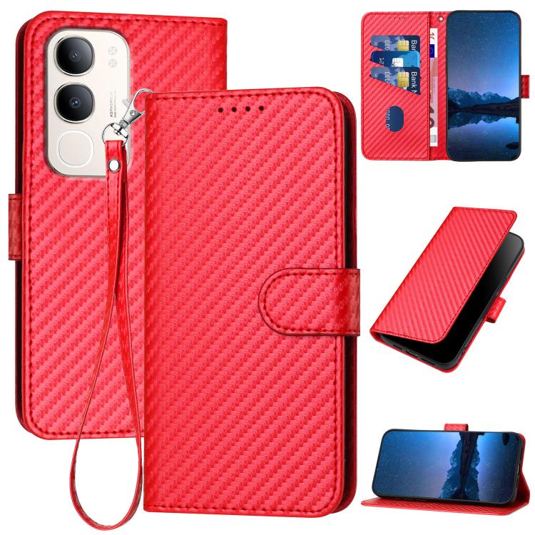 YX0070 Carbon Fiber Buckle Leather Phone Case with Lanyard, For vivo Y37t 5G / Y50e / Y50s 5G, For vivo Y21 5G 2026 / Y05 4G, For vivo V70 FE 5G, For vivo Y31d 4G, For vivo V70 5G, For vivo Y500 Pro 5G, For vivo Y31 5G 2025, For vivo V60 Lite 5G       ...