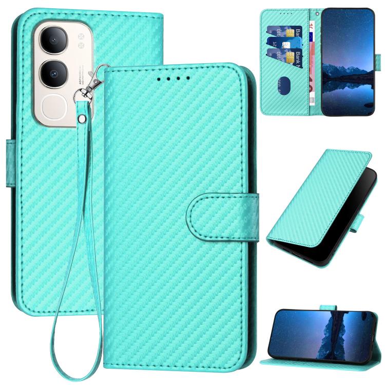 YX0070 Carbon Fiber Buckle Leather Phone Case with Lanyard, For vivo Y37t 5G / Y50e / Y50s 5G, For vivo Y21 5G 2026 / Y05 4G, For vivo V70 FE 5G, For vivo Y31d 4G, For vivo V70 5G, For vivo Y500 Pro 5G, For vivo Y31 5G 2025, For vivo V60 Lite 5G       ...
