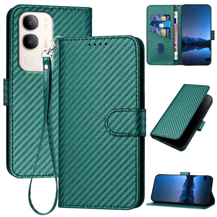 YX0070 Carbon Fiber Buckle Leather Phone Case with Lanyard, For vivo Y37t 5G / Y50e / Y50s 5G, For vivo Y21 5G 2026 / Y05 4G, For vivo V70 FE 5G, For vivo Y31d 4G, For vivo V70 5G, For vivo Y500 Pro 5G, For vivo Y31 5G 2025, For vivo V60 Lite 5G       ...