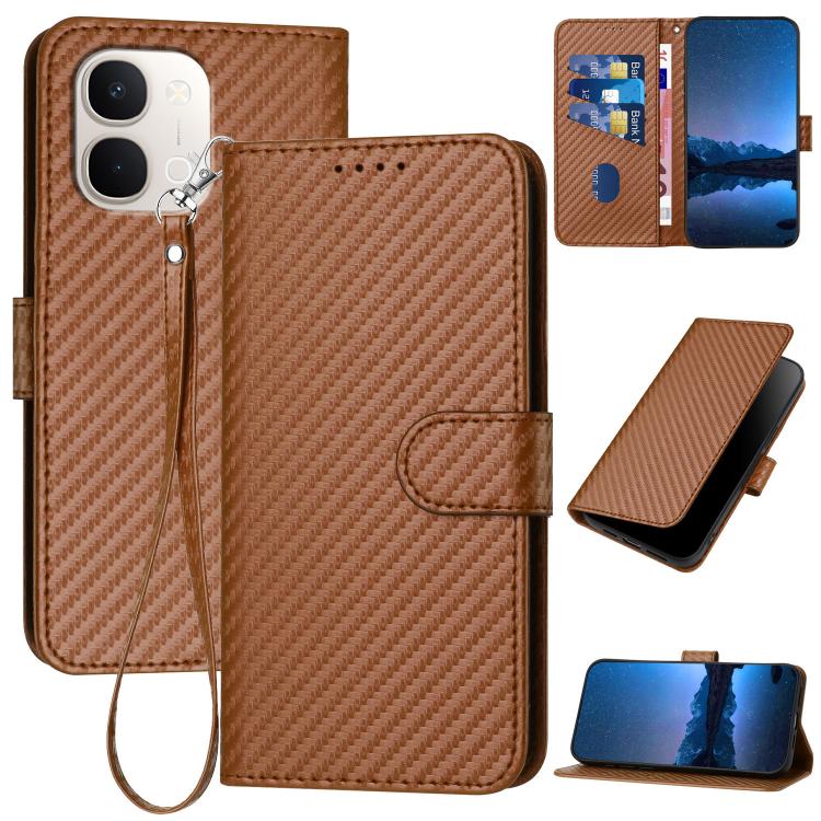 YX0070 Carbon Fiber Buckle Leather Phone Case with Lanyard, For vivo Y37t 5G / Y50e / Y50s 5G, For vivo Y21 5G 2026 / Y05 4G, For vivo V70 FE 5G, For vivo Y31d 4G, For vivo V70 5G, For vivo Y500 Pro 5G, For vivo Y31 5G 2025, For vivo V60 Lite 5G       ...