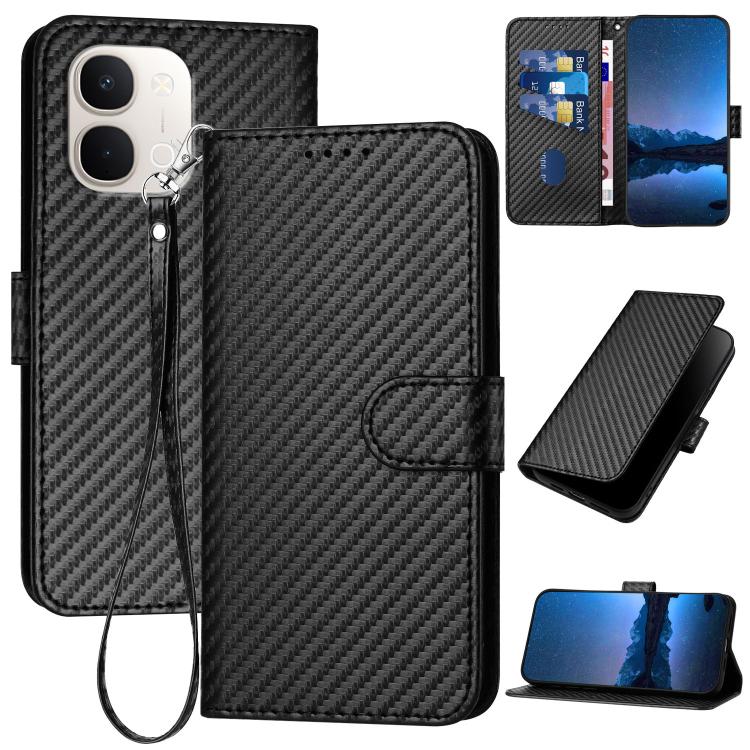 YX0070 Carbon Fiber Buckle Leather Phone Case with Lanyard, For vivo Y37t 5G / Y50e / Y50s 5G, For vivo Y21 5G 2026 / Y05 4G, For vivo V70 FE 5G, For vivo Y31d 4G, For vivo V70 5G, For vivo Y500 Pro 5G, For vivo Y31 5G 2025, For vivo V60 Lite 5G       ...