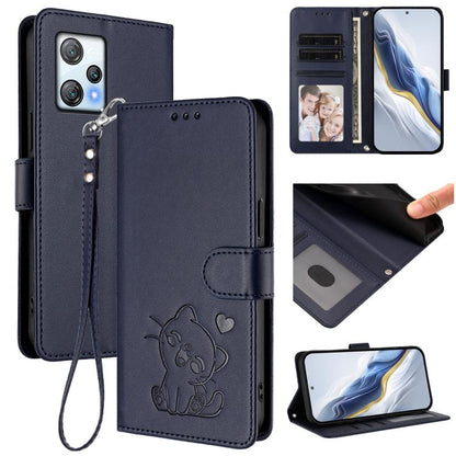 Embossed Heart Cat Leather Phone Case with Hand Strap, For Blackview Wave 6C, For Blackview Shark 8 / Oscal Tiger 12, For Blackview A52 / A52 Pro, For Blackview A53