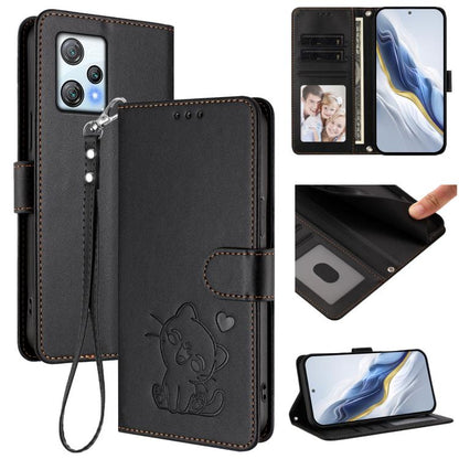Embossed Heart Cat Leather Phone Case with Hand Strap, For Blackview Wave 6C, For Blackview Shark 8 / Oscal Tiger 12, For Blackview A52 / A52 Pro, For Blackview A53