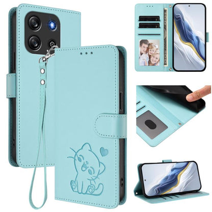 Embossed Heart Cat Leather Phone Case with Hand Strap, For Blackview Wave 7C, For Blackview Wave 10, For Blackview Oscal Flat 2 / 2C, For Blackview SHARK 6, For Blackview Oscal Tiger 13, For Blackview Wave 8 / 8C / Oscal Flat 2, For Blackview Shark 9 5...