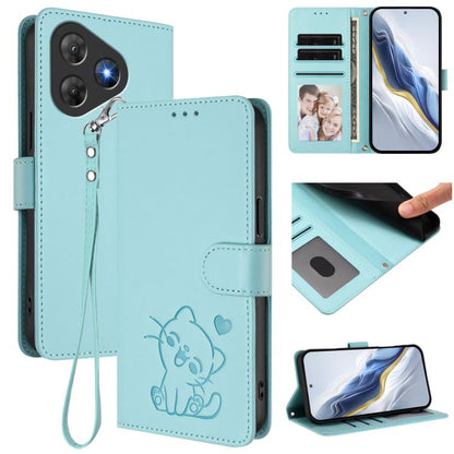 Embossed Heart Cat Leather Phone Case with Hand Strap, For Blackview Wave 7C, For Blackview Wave 10, For Blackview Oscal Flat 2 / 2C, For Blackview SHARK 6, For Blackview Oscal Tiger 13, For Blackview Wave 8 / 8C / Oscal Flat 2, For Blackview Shark 9 5...