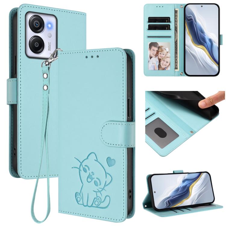 Embossed Heart Cat Leather Phone Case with Hand Strap, For Blackview Wave 7C, For Blackview Wave 10, For Blackview Oscal Flat 2 / 2C, For Blackview SHARK 6, For Blackview Oscal Tiger 13, For Blackview Wave 8 / 8C / Oscal Flat 2, For Blackview Shark 9 5...
