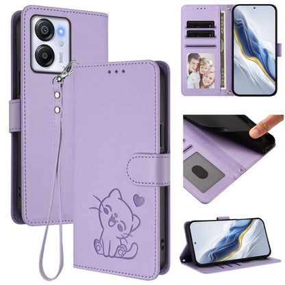 Embossed Heart Cat Leather Phone Case with Hand Strap, For Blackview Wave 7C, For Blackview Wave 10, For Blackview Oscal Flat 2 / 2C, For Blackview SHARK 6, For Blackview Oscal Tiger 13, For Blackview Wave 8 / 8C / Oscal Flat 2, For Blackview Shark 9 5...
