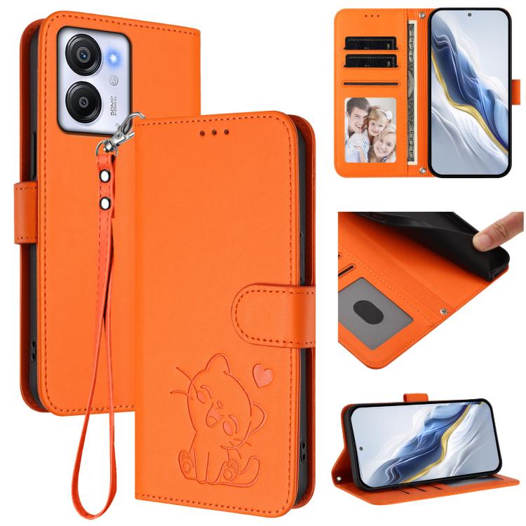 Embossed Heart Cat Leather Phone Case with Hand Strap, For Blackview Wave 7C, For Blackview Wave 10, For Blackview Oscal Flat 2 / 2C, For Blackview SHARK 6, For Blackview Oscal Tiger 13, For Blackview Wave 8 / 8C / Oscal Flat 2, For Blackview Shark 9 5...