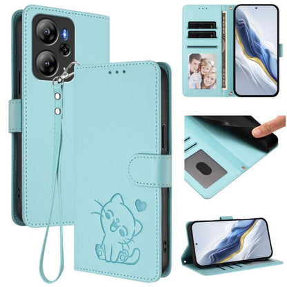 Embossed Heart Cat Leather Phone Case with Hand Strap, For Blackview Wave 7C, For Blackview Wave 10, For Blackview Oscal Flat 2 / 2C, For Blackview SHARK 6, For Blackview Oscal Tiger 13, For Blackview Wave 8 / 8C / Oscal Flat 2, For Blackview Shark 9 5...