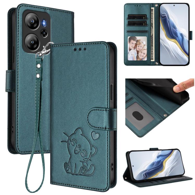 Embossed Heart Cat Leather Phone Case with Hand Strap, For Blackview Wave 7C, For Blackview Wave 10, For Blackview Oscal Flat 2 / 2C, For Blackview SHARK 6, For Blackview Oscal Tiger 13, For Blackview Wave 8 / 8C / Oscal Flat 2, For Blackview Shark 9 5...