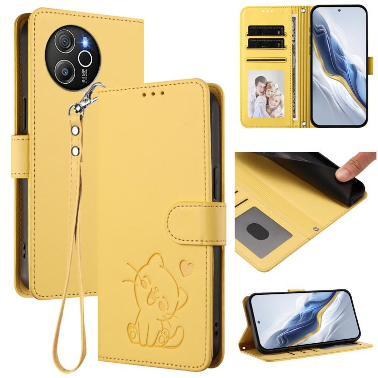 Embossed Heart Cat Leather Phone Case with Hand Strap, For Blackview Wave 6C, For Blackview Shark 8 / Oscal Tiger 12, For Blackview A52 / A52 Pro, For Blackview A53