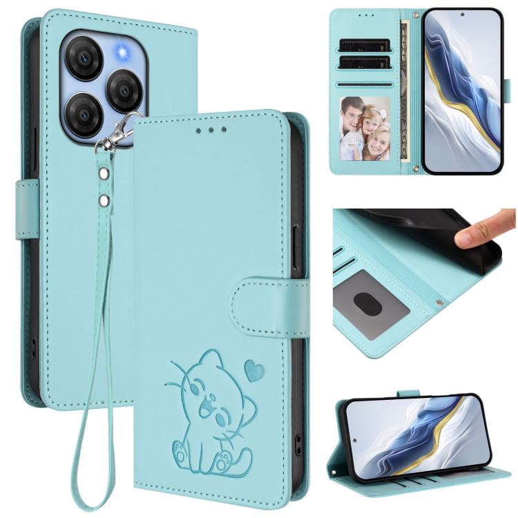 Embossed Heart Cat Leather Phone Case with Hand Strap, For Blackview Wave 7C, For Blackview Wave 10, For Blackview Oscal Flat 2 / 2C, For Blackview SHARK 6, For Blackview Oscal Tiger 13, For Blackview Wave 8 / 8C / Oscal Flat 2, For Blackview Shark 9 5...