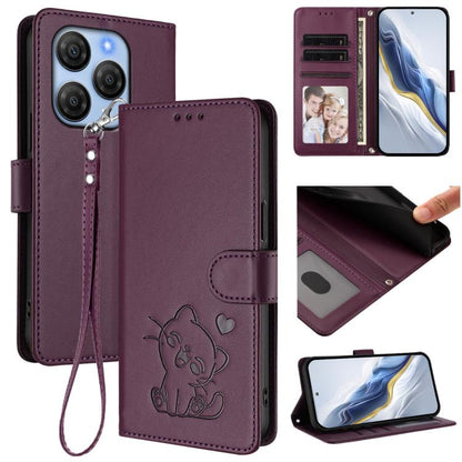 Embossed Heart Cat Leather Phone Case with Hand Strap, For Blackview Wave 7C, For Blackview Wave 10, For Blackview Oscal Flat 2 / 2C, For Blackview SHARK 6, For Blackview Oscal Tiger 13, For Blackview Wave 8 / 8C / Oscal Flat 2, For Blackview Shark 9 5...
