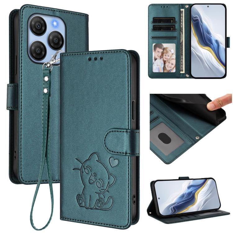 Embossed Heart Cat Leather Phone Case with Hand Strap, For Blackview Wave 7C, For Blackview Wave 10, For Blackview Oscal Flat 2 / 2C, For Blackview SHARK 6, For Blackview Oscal Tiger 13, For Blackview Wave 8 / 8C / Oscal Flat 2, For Blackview Shark 9 5...