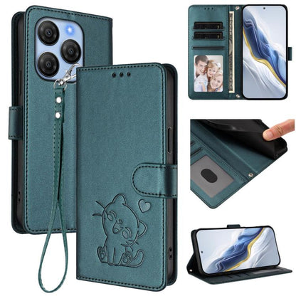 Embossed Heart Cat Leather Phone Case with Hand Strap, For Blackview Wave 7C, For Blackview Wave 10, For Blackview Oscal Flat 2 / 2C, For Blackview SHARK 6, For Blackview Oscal Tiger 13, For Blackview Wave 8 / 8C / Oscal Flat 2, For Blackview Shark 9 5...