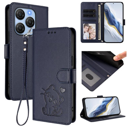 Embossed Heart Cat Leather Phone Case with Hand Strap, For Blackview Wave 7C, For Blackview Wave 10, For Blackview Oscal Flat 2 / 2C, For Blackview SHARK 6, For Blackview Oscal Tiger 13, For Blackview Wave 8 / 8C / Oscal Flat 2, For Blackview Shark 9 5...