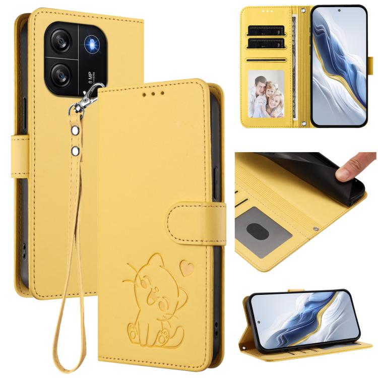 Embossed Heart Cat Leather Phone Case with Hand Strap, For Blackview Wave 6C, For Blackview Shark 8 / Oscal Tiger 12, For Blackview A52 / A52 Pro, For Blackview A53