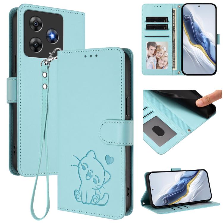 Embossed Heart Cat Leather Phone Case with Hand Strap, For Blackview Wave 7C, For Blackview Wave 10, For Blackview Oscal Flat 2 / 2C, For Blackview SHARK 6, For Blackview Oscal Tiger 13, For Blackview Wave 8 / 8C / Oscal Flat 2, For Blackview Shark 9 5...