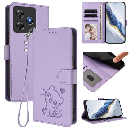 Embossed Heart Cat Leather Phone Case with Hand Strap, For Blackview Wave 7C, For Blackview Wave 10, For Blackview Oscal Flat 2 / 2C, For Blackview SHARK 6, For Blackview Oscal Tiger 13, For Blackview Wave 8 / 8C / Oscal Flat 2, For Blackview Shark 9 5...