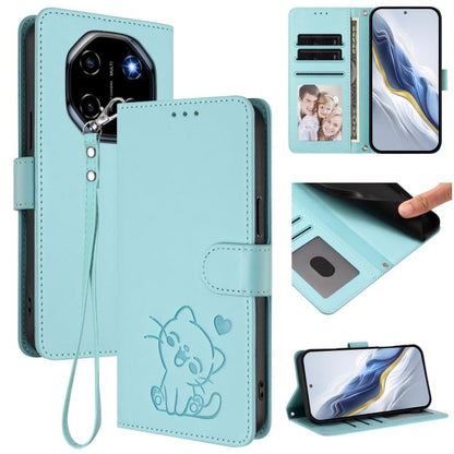 Embossed Heart Cat Leather Phone Case with Hand Strap, For Blackview Wave 7C, For Blackview Wave 10, For Blackview Oscal Flat 2 / 2C, For Blackview SHARK 6, For Blackview Oscal Tiger 13, For Blackview Wave 8 / 8C / Oscal Flat 2, For Blackview Shark 9 5...
