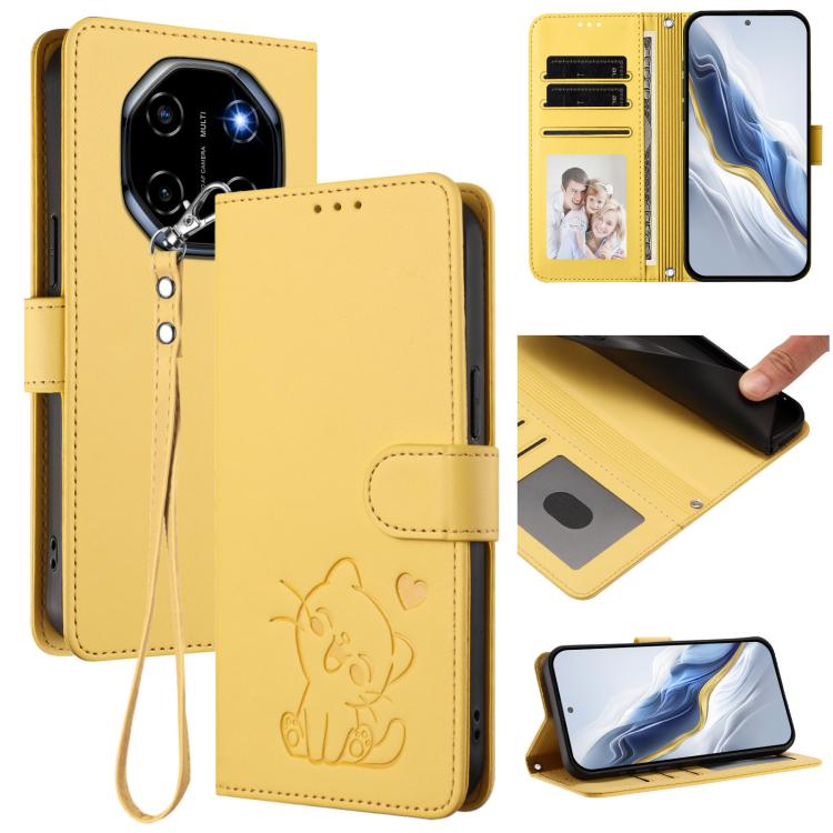 Embossed Heart Cat Leather Phone Case with Hand Strap, For Blackview Wave 7C, For Blackview Wave 10, For Blackview Oscal Flat 2 / 2C, For Blackview SHARK 6, For Blackview Oscal Tiger 13, For Blackview Wave 8 / 8C / Oscal Flat 2, For Blackview Shark 9 5...