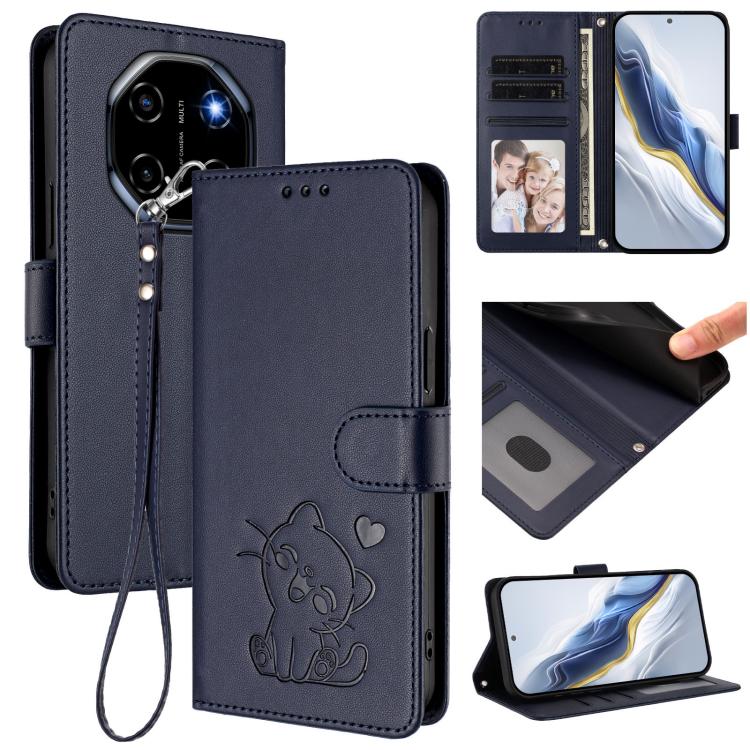 Embossed Heart Cat Leather Phone Case with Hand Strap, For Blackview Wave 7C, For Blackview Wave 10, For Blackview Oscal Flat 2 / 2C, For Blackview SHARK 6, For Blackview Oscal Tiger 13, For Blackview Wave 8 / 8C / Oscal Flat 2, For Blackview Shark 9 5...
