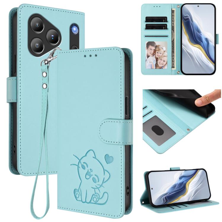 Embossed Heart Cat Leather Phone Case with Hand Strap, For Blackview Wave 7C, For Blackview Wave 10, For Blackview Oscal Flat 2 / 2C, For Blackview SHARK 6, For Blackview Oscal Tiger 13, For Blackview Wave 8 / 8C / Oscal Flat 2, For Blackview Shark 9 5...