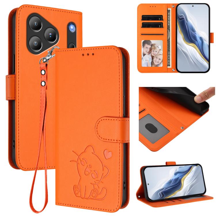 Embossed Heart Cat Leather Phone Case with Hand Strap, For Blackview Wave 7C, For Blackview Wave 10, For Blackview Oscal Flat 2 / 2C, For Blackview SHARK 6, For Blackview Oscal Tiger 13, For Blackview Wave 8 / 8C / Oscal Flat 2, For Blackview Shark 9 5...