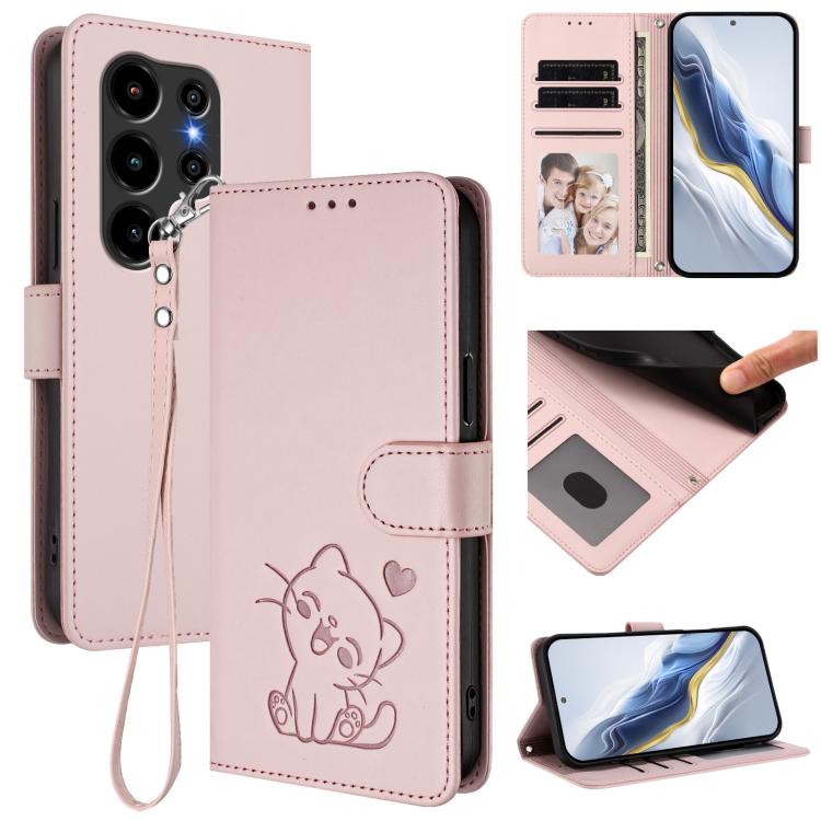 Embossed Heart Cat Leather Phone Case with Hand Strap, For Blackview Wave 7C, For Blackview Wave 10, For Blackview Oscal Flat 2 / 2C, For Blackview SHARK 6, For Blackview Oscal Tiger 13, For Blackview Wave 8 / 8C / Oscal Flat 2, For Blackview Shark 9 5...