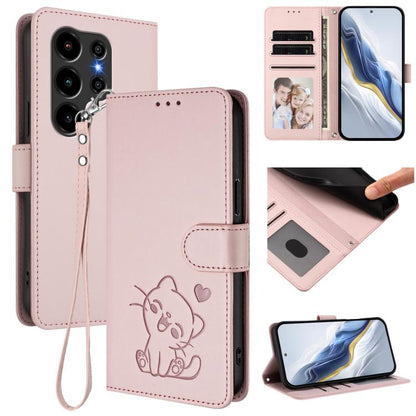 Embossed Heart Cat Leather Phone Case with Hand Strap, For Blackview Wave 7C, For Blackview Wave 10, For Blackview Oscal Flat 2 / 2C, For Blackview SHARK 6, For Blackview Oscal Tiger 13, For Blackview Wave 8 / 8C / Oscal Flat 2, For Blackview Shark 9 5...