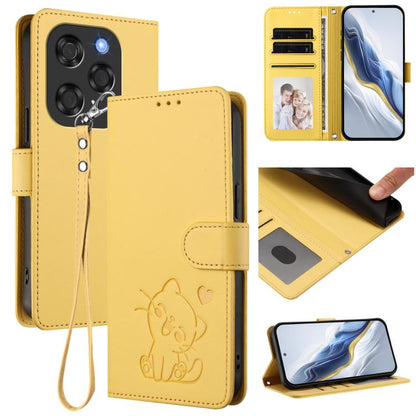 Embossed Heart Cat Leather Phone Case with Hand Strap, For Coolpad C16, For Coolpad X100, For Coolpad Cool 40i