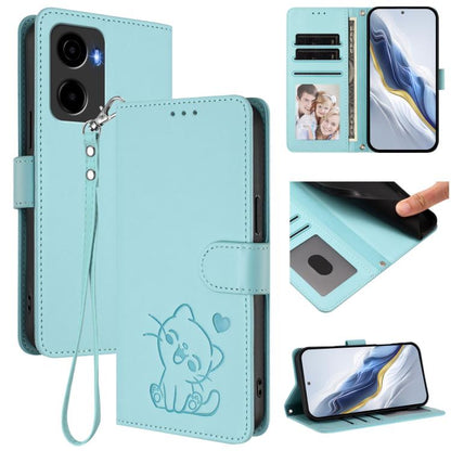 Embossed Heart Cat Leather Phone Case with Hand Strap, For Cricket Icon Plus 2026 / Icon 7 5G, For Cricket Icon 6 / AT&T Verge, For Cricket Magic 2 5G / AT&T Propel 2 5G, For Cricket Debut S3, For Cricket Outlast 5G 2024