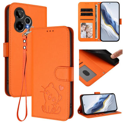 Embossed Heart Cat Leather Phone Case with Hand Strap, For Cricket Icon Plus 2026 / Icon 7 5G, For Cricket Icon 6 / AT&T Verge, For Cricket Magic 2 5G / AT&T Propel 2 5G, For Cricket Debut S3, For Cricket Outlast 5G 2024