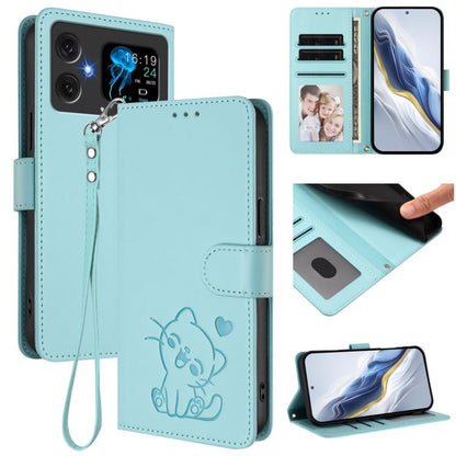 Embossed Heart Cat Leather Phone Case with Hand Strap, For Cubot A40, For Cubot P90, For Cubot A30, For Cubot A20, For Cubot Max 5, For Cubot A10, For Cubot Note 40, For Cubot P50