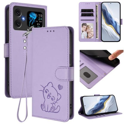 Embossed Heart Cat Leather Phone Case with Hand Strap, For Cubot A40, For Cubot P90, For Cubot A30, For Cubot A20, For Cubot Max 5, For Cubot A10, For Cubot Note 40, For Cubot P50