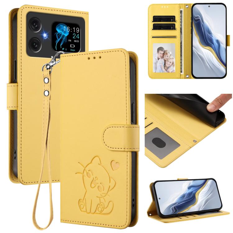 Embossed Heart Cat Leather Phone Case with Hand Strap, For Cubot A40, For Cubot P90, For Cubot A30, For Cubot A20, For Cubot Max 5, For Cubot A10, For Cubot Note 40, For Cubot P50