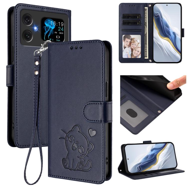 Embossed Heart Cat Leather Phone Case with Hand Strap, For Cubot A40, For Cubot P90, For Cubot A30, For Cubot A20, For Cubot Max 5, For Cubot A10, For Cubot Note 40, For Cubot P50