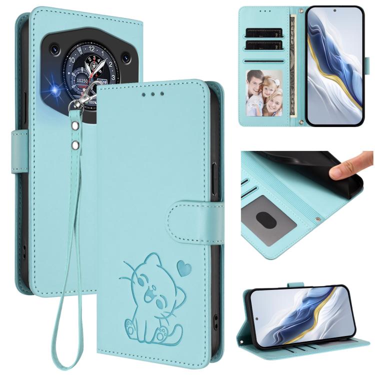 Embossed Heart Cat Leather Phone Case with Hand Strap, For Cubot A40, For Cubot P90, For Cubot A30, For Cubot A20, For Cubot Max 5, For Cubot A10, For Cubot Note 40, For Cubot P50