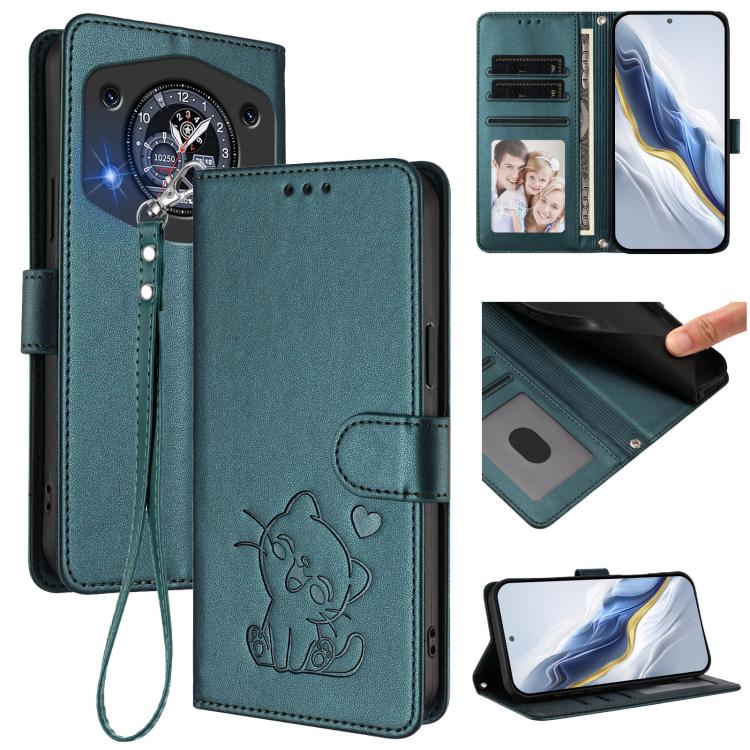 Embossed Heart Cat Leather Phone Case with Hand Strap, For Cubot A40, For Cubot P90, For Cubot A30, For Cubot A20, For Cubot Max 5, For Cubot A10, For Cubot Note 40, For Cubot P50