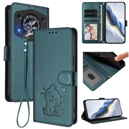 Embossed Heart Cat Leather Phone Case with Hand Strap, For Cubot A40, For Cubot P90, For Cubot A30, For Cubot A20, For Cubot Max 5, For Cubot A10, For Cubot Note 40, For Cubot P50