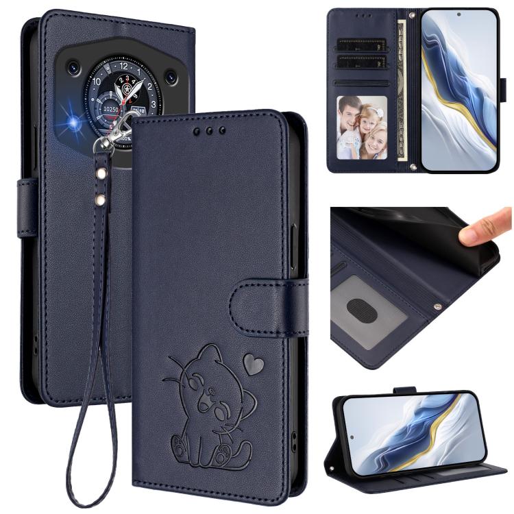 Embossed Heart Cat Leather Phone Case with Hand Strap, For Cubot A40, For Cubot P90, For Cubot A30, For Cubot A20, For Cubot Max 5, For Cubot A10, For Cubot Note 40, For Cubot P50