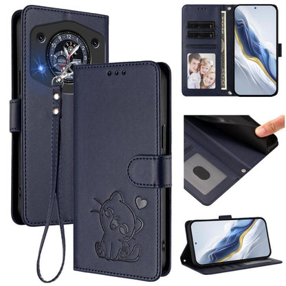 Embossed Heart Cat Leather Phone Case with Hand Strap, For Cubot A40, For Cubot P90, For Cubot A30, For Cubot A20, For Cubot Max 5, For Cubot A10, For Cubot Note 40, For Cubot P50