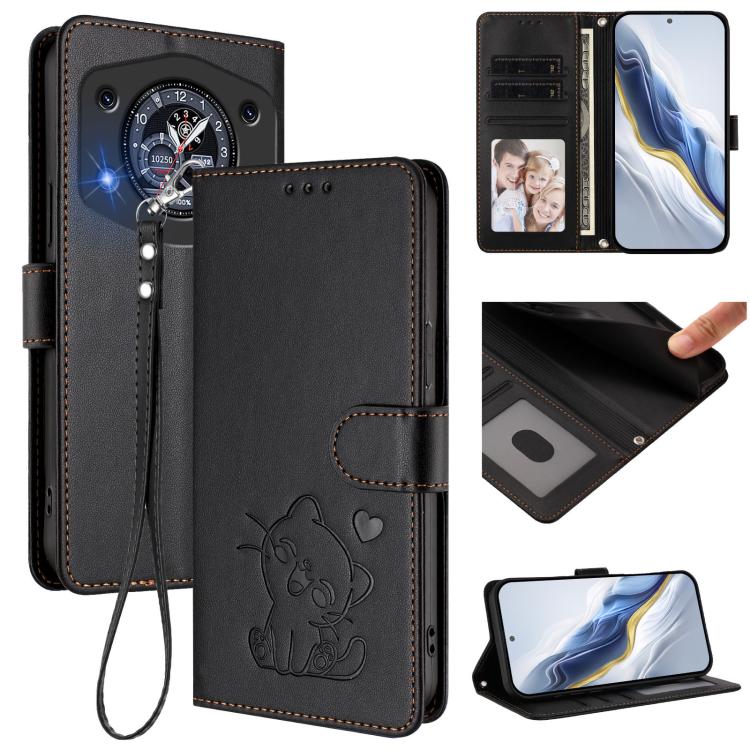 Embossed Heart Cat Leather Phone Case with Hand Strap, For Cubot A40, For Cubot P90, For Cubot A30, For Cubot A20, For Cubot Max 5, For Cubot A10, For Cubot Note 40, For Cubot P50