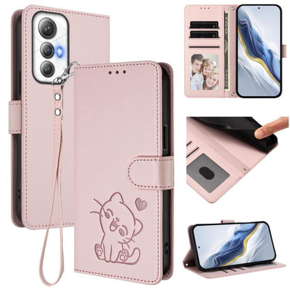 Embossed Heart Cat Leather Phone Case with Hand Strap, For Cubot A40, For Cubot P90, For Cubot A30, For Cubot A20, For Cubot Max 5, For Cubot A10, For Cubot Note 40, For Cubot P50