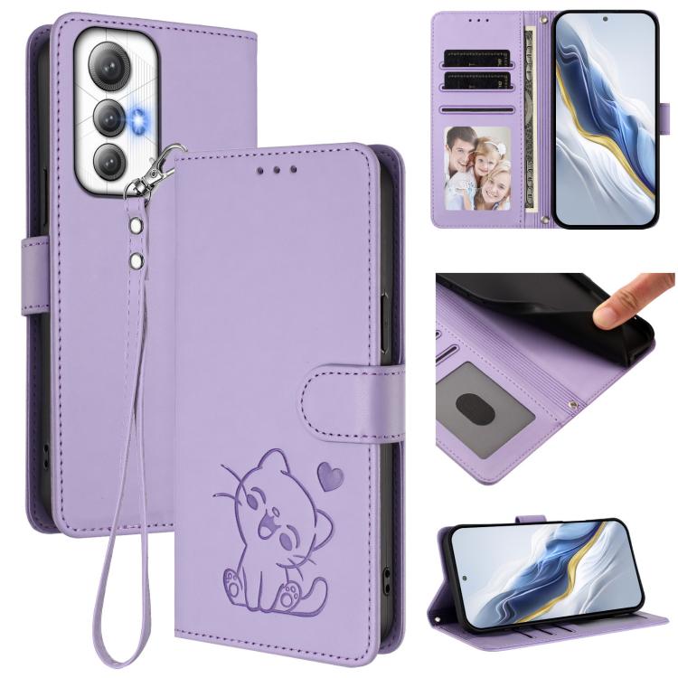 Embossed Heart Cat Leather Phone Case with Hand Strap, For Cubot A40, For Cubot P90, For Cubot A30, For Cubot A20, For Cubot Max 5, For Cubot A10, For Cubot Note 40, For Cubot P50